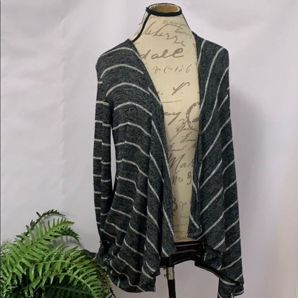 BERSHKA STRIPED OPEN CARDIGAN SWEATER SIZE S